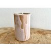 Dřevěný ručně malovaný svícen kulatý růžovo-zlato-bílý průměr 5x8 cm