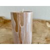 Dřevěný ručně malovaný svícen kulatý růžovo-zlato-bílý průměr 5x8 cm