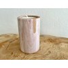 Dřevěný ručně malovaný svícen kulatý růžovo-zlato-bílý průměr 5x8 cm