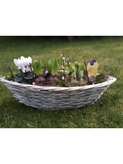 košík loď 45 cm jarní sesazena