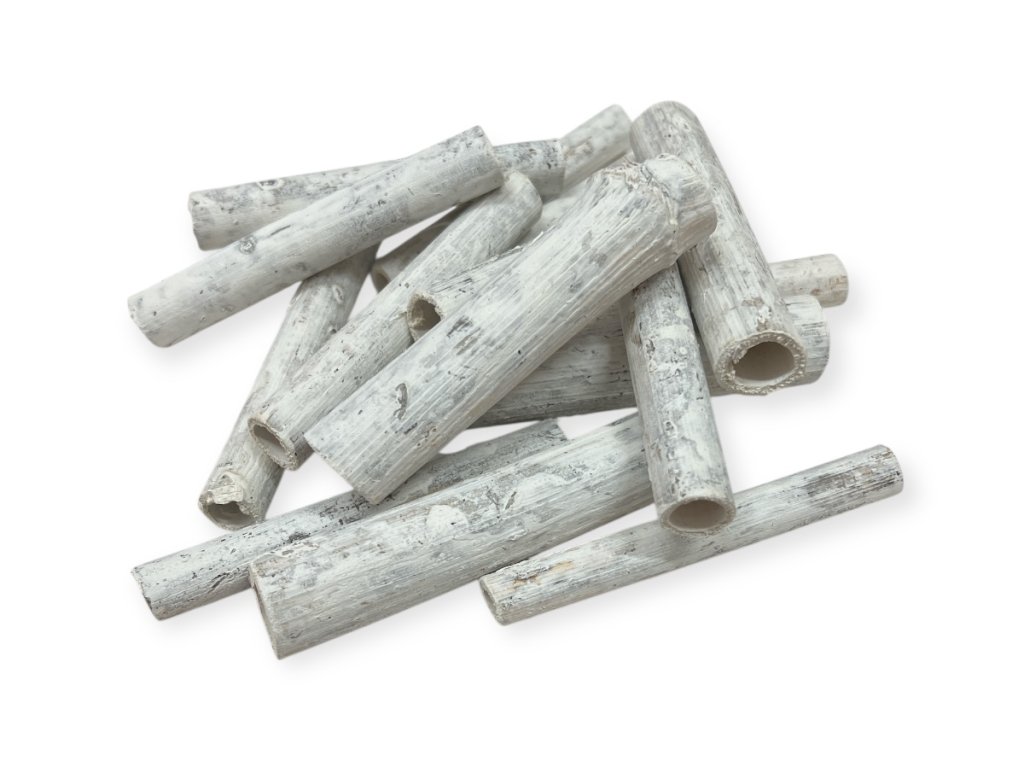 Sušené trstinové duté steblá 15ks vintage biele (2)