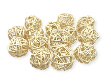 Rattan balls 4cm 14pcs bleached cream