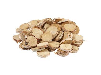 Drevené brezové krúžky 35 45 mm s dierkou 500g prírodné