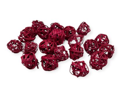 Ratanové guličky 3cm 21ks bordové (2)