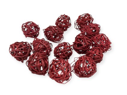 Ratanové guličky 4cm 14ks bordové