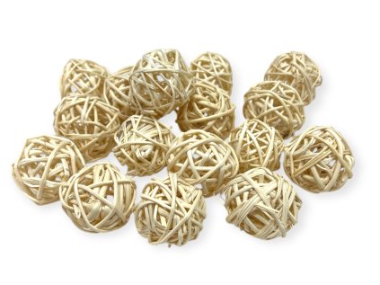 Ratanové guličky 3cm 16ks bielené krémové (2)