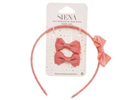 Siena set čelenky a mašlí korálová