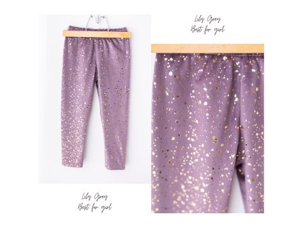 Velurové legíny se zlatým třpytem fialové Lily Grey