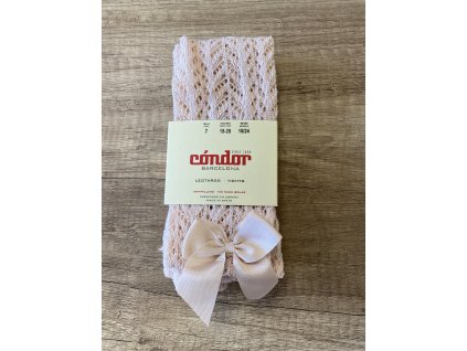 Condor háčkované punčochy s mašlí nude