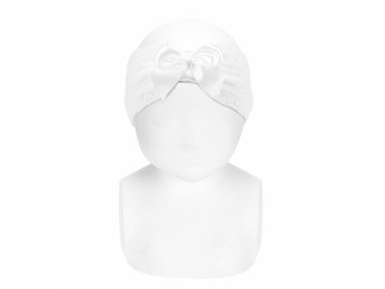 shell openwork headband satin bow white