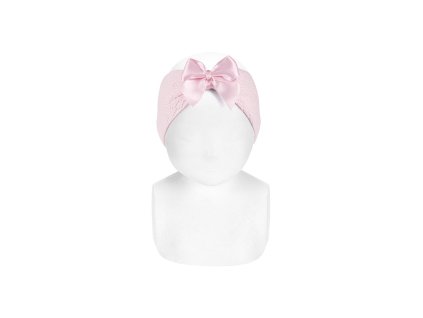 shell openwork headband satin bow pink