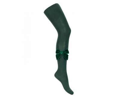 side velvet bow cotton tights pine