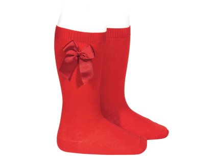 knee high socks with grossgrain side bow red