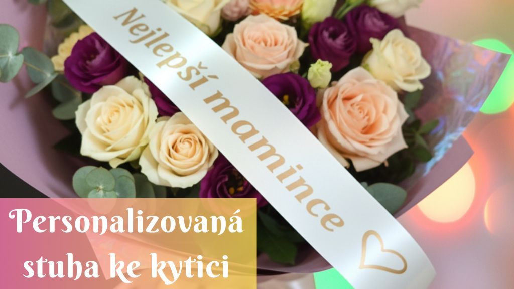 Stuha s personalizovaným textem ke květině