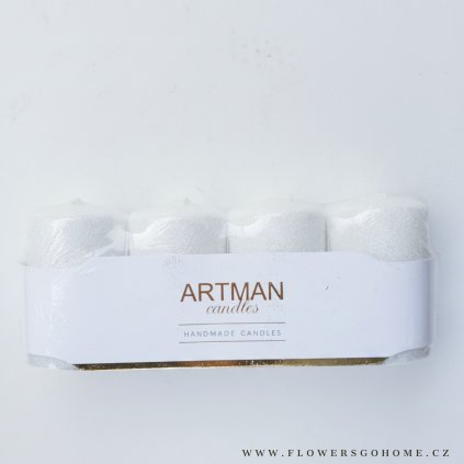 Svíčky na adventní věnec bílé glitrované