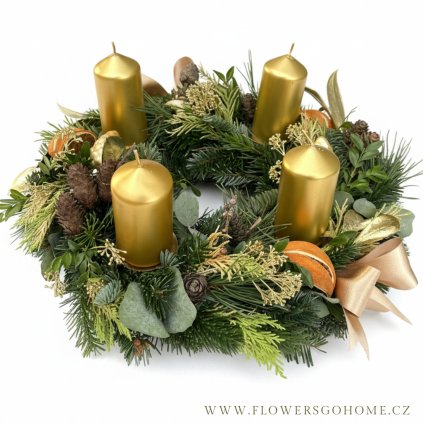 Adventní věnec zlaté svíčky velké