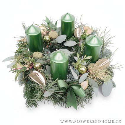 Adventní věnec s eukalyptem zelené svíčky