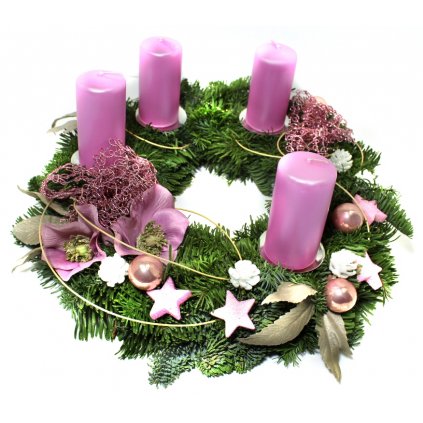 Růžový adventní věnec