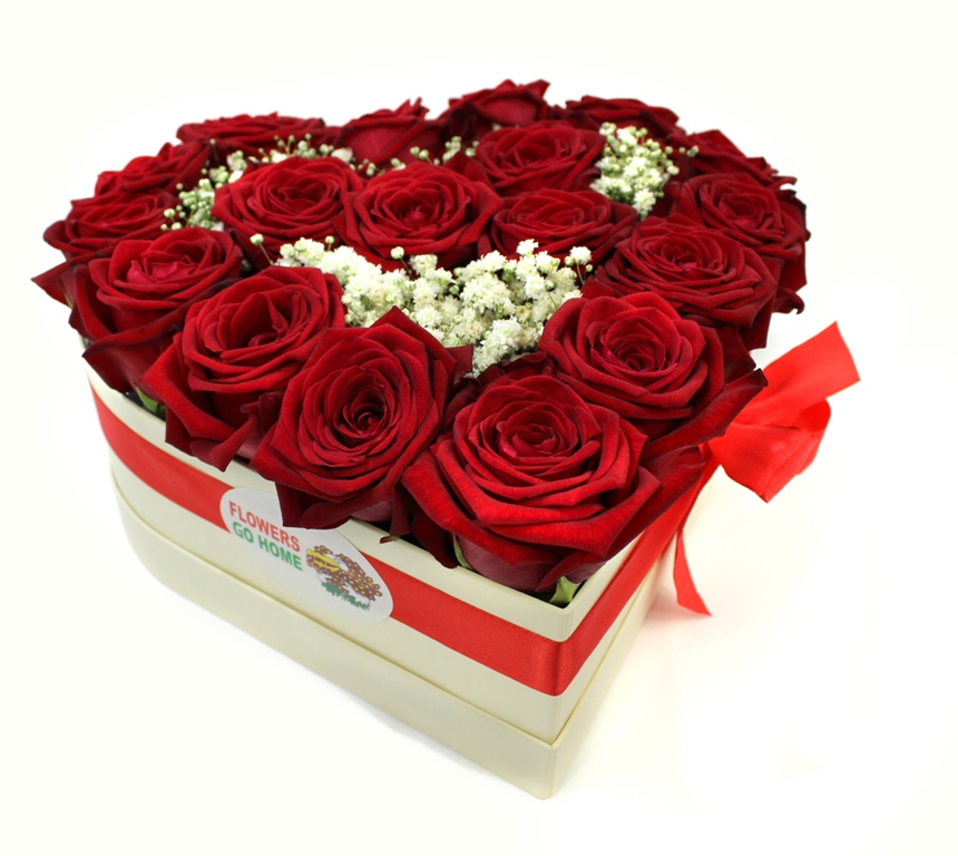 Růže v krabici - srdce