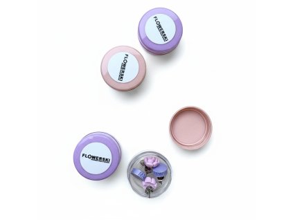 nausnice minibox růžová, fialová, naušnice lila