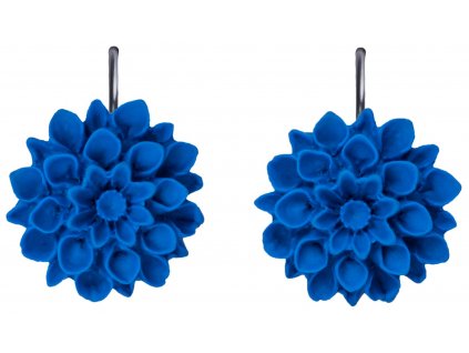 navy blue modre visaci nausnice flowerski