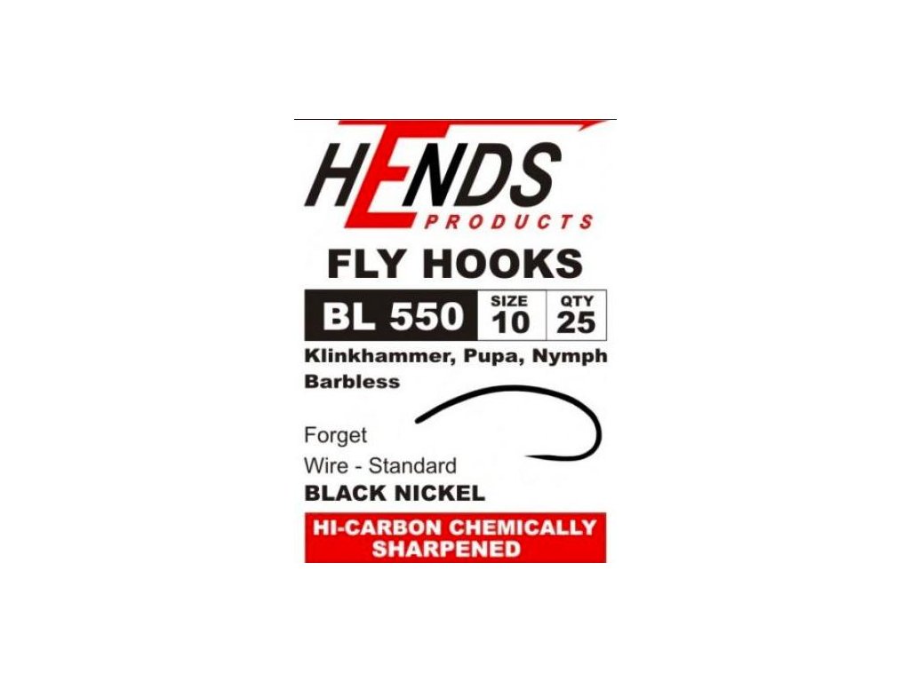 Hends BL550 Barbless Fly Hooks (25 Pack)