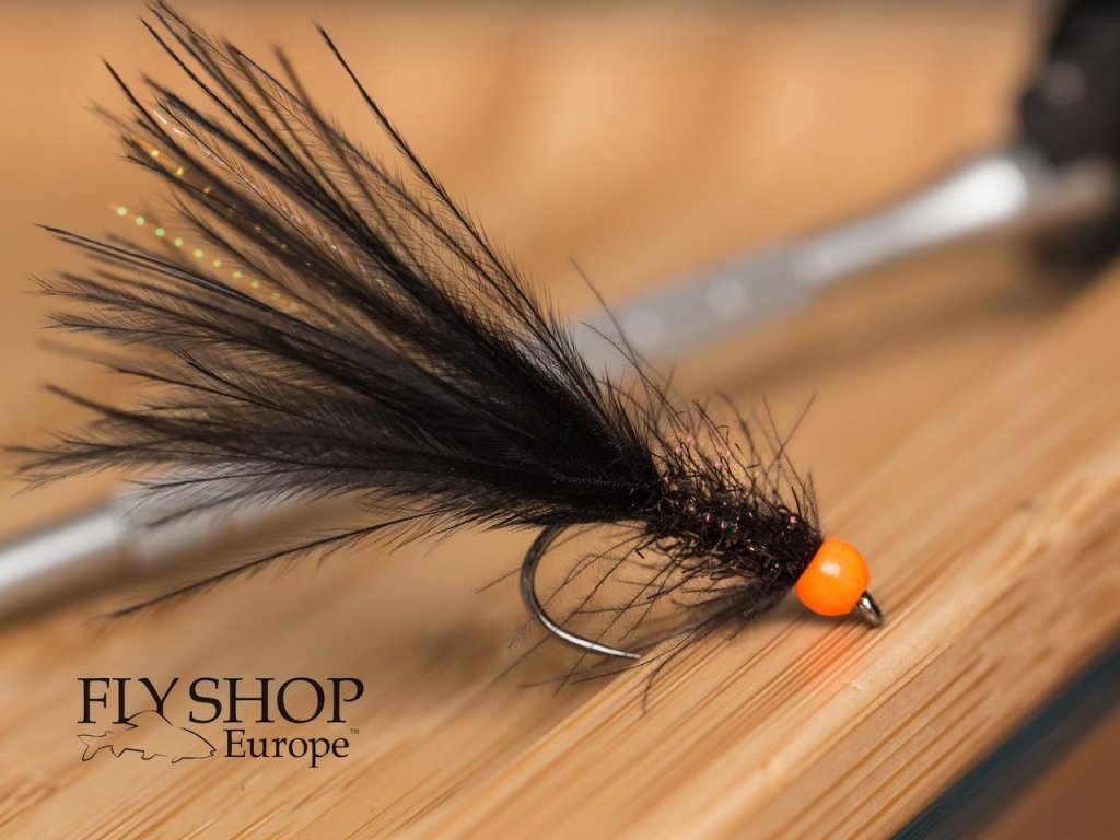 Black Marabou Leech - Orange Bead