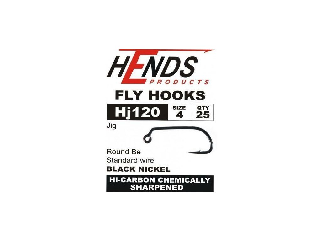 Hends HJ120 Barbed Jig Nymph Fly Hooks (25 Pack)