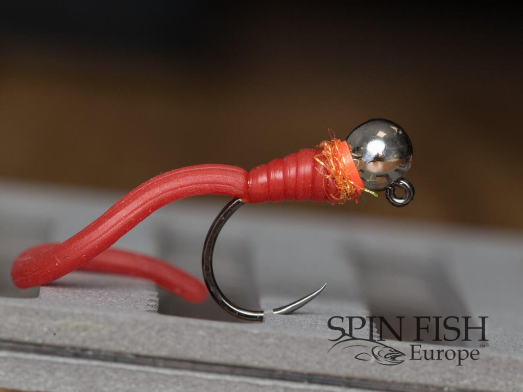 Spin Fish Jig Worm - Blood Red
