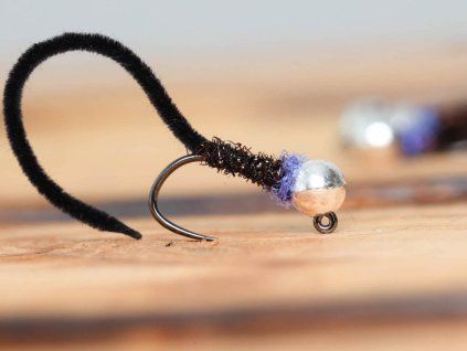 micro chenille worm fly black violet fse587