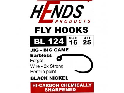 Muškárske háčiky jigové Hends BL124 Barbless Fly Hooks (25 Pack)