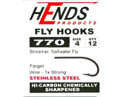Muškárske háčiky Hends 770 Barbed Saltwater Streamer Fly Hooks (10-12 Pack)