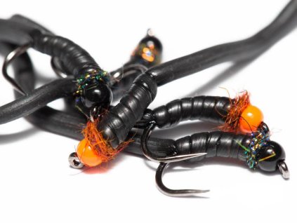 black squirmito orange bead squirmy wormy fse046