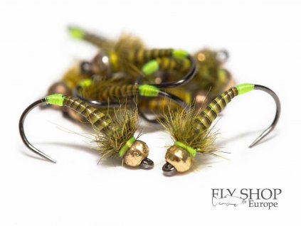 Nymfa Olive Stripped Quill Nymph Chartreuse Tip