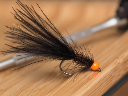 black marabou leech orange bead streamer fse123