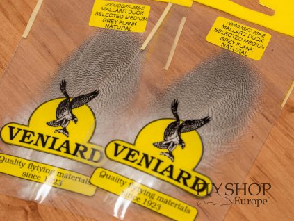 Perie kačka Veniard Mallard Duck Drake Grey Flank Premium Feathers - Natural