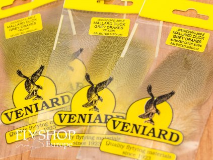 Veniard Mallard Duck Drake Grey Flank Premium Feathers - Yellow