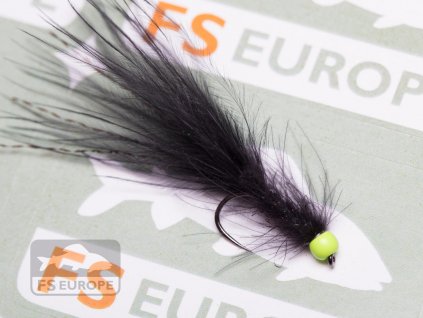 Black Marabou CDC Leech - Chartreuse Bead