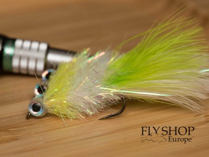 Crystal Chartreuse White Wooly Bugger Streamer BARBED