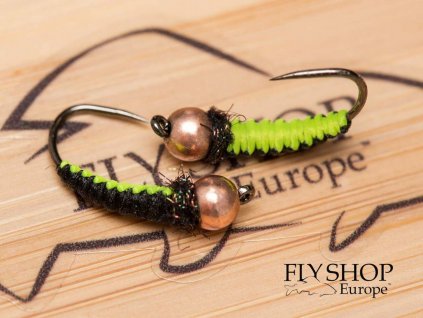 2Tone Woven Caddis Nymph - Black & Chartreuse