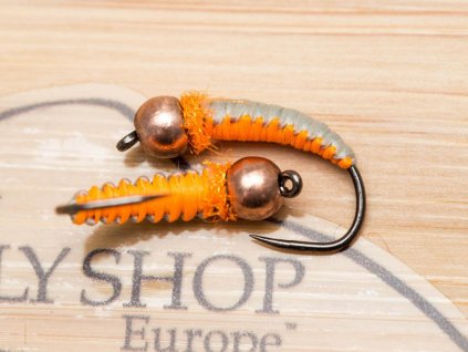 2tone woven caddis nymph grey orange fse318