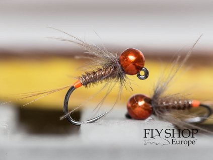 Hot Spot Pheasant Tail Nymph - Metallic Orange Bead
