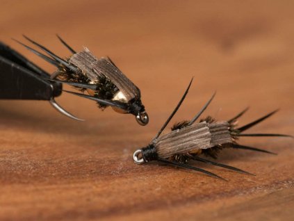 double bead black stonefly nymph barbless fse294