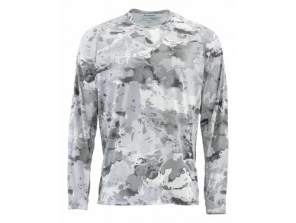 Simms Solarflex Crewneck Shirt - Cloud Camo Grey