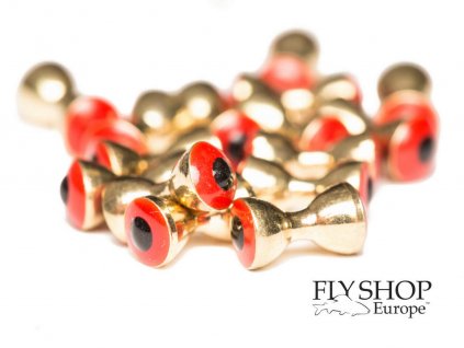 Mosadzné oči FS Europe Brass Dumbbell Eyes 4.8mm - Red Gold (10 Pack)