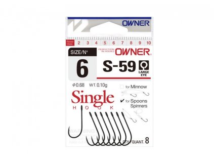Háčiky Owner 51580 S-59 Single Hooks - Barbed (6-10 Pack)