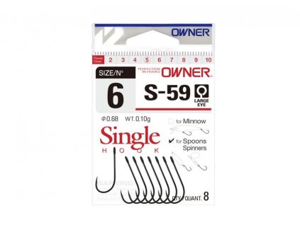 Owner 51580 S-59 Single Hooks - Barbed (6-10 Pack)