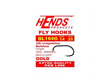 Muškárske háčiky Hends BL164G Gold Barbless Fly Hooks (25 Pack)