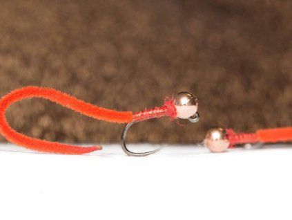micro chenille worm fly copper red fse438