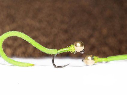 micro chenille worm fly chartreuse gold fse439
